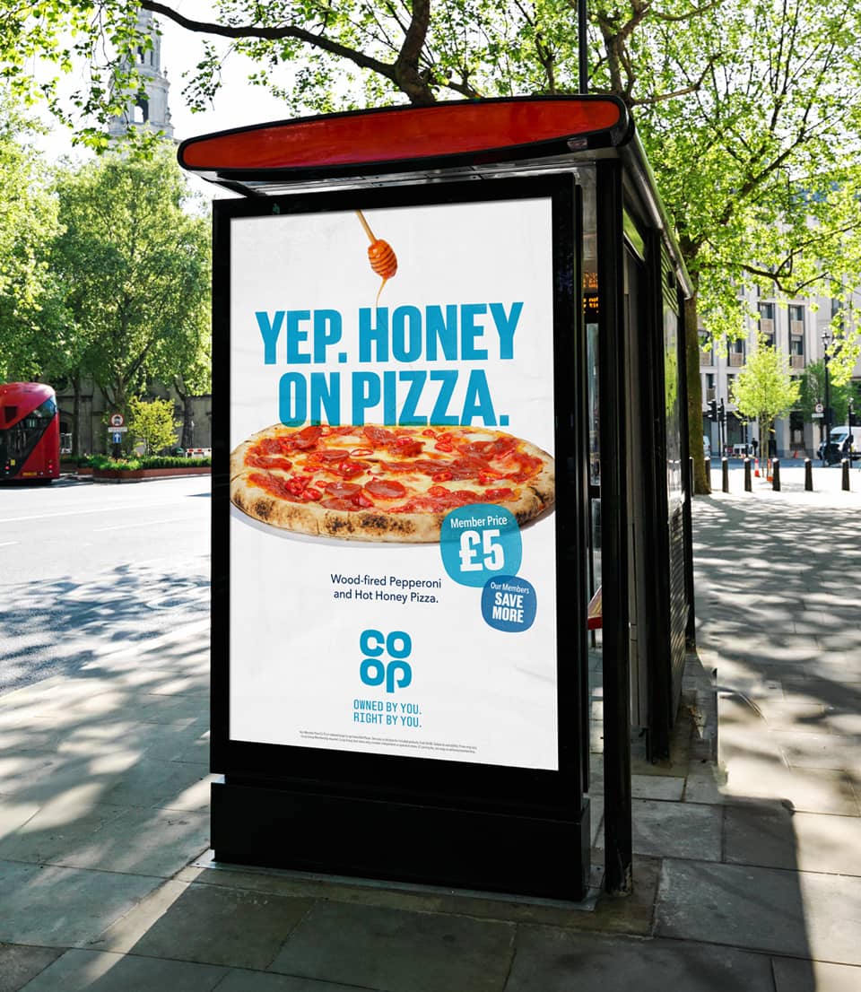 Poster with pizza and copy: Yep, honey on pizza