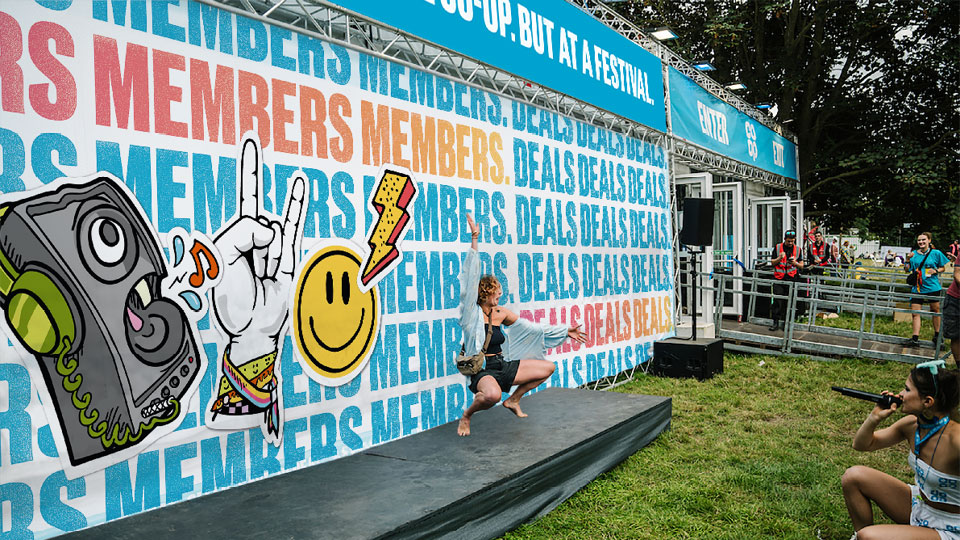 Stage with Co-Op stickers