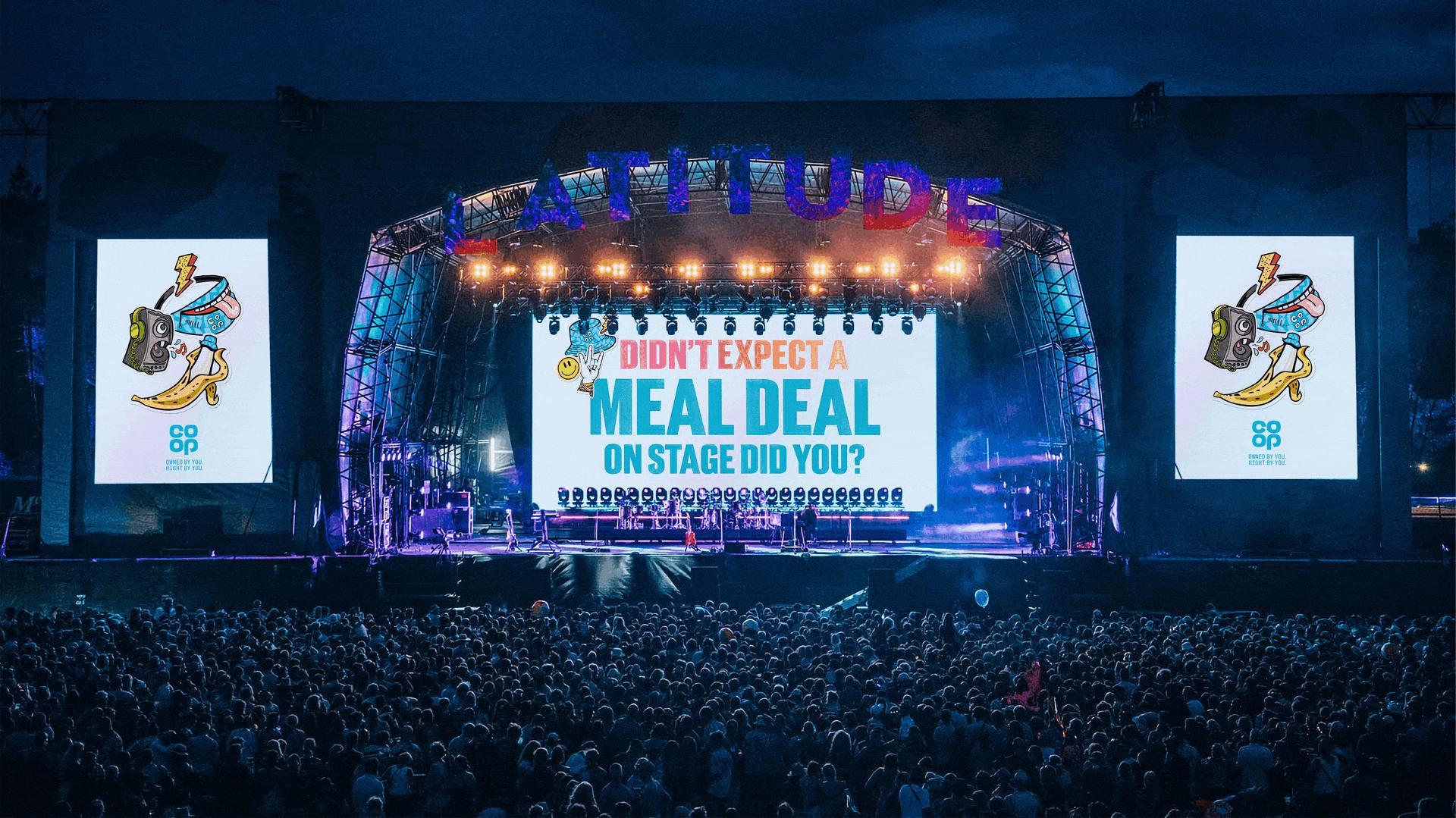 Stage with Co-Op ads