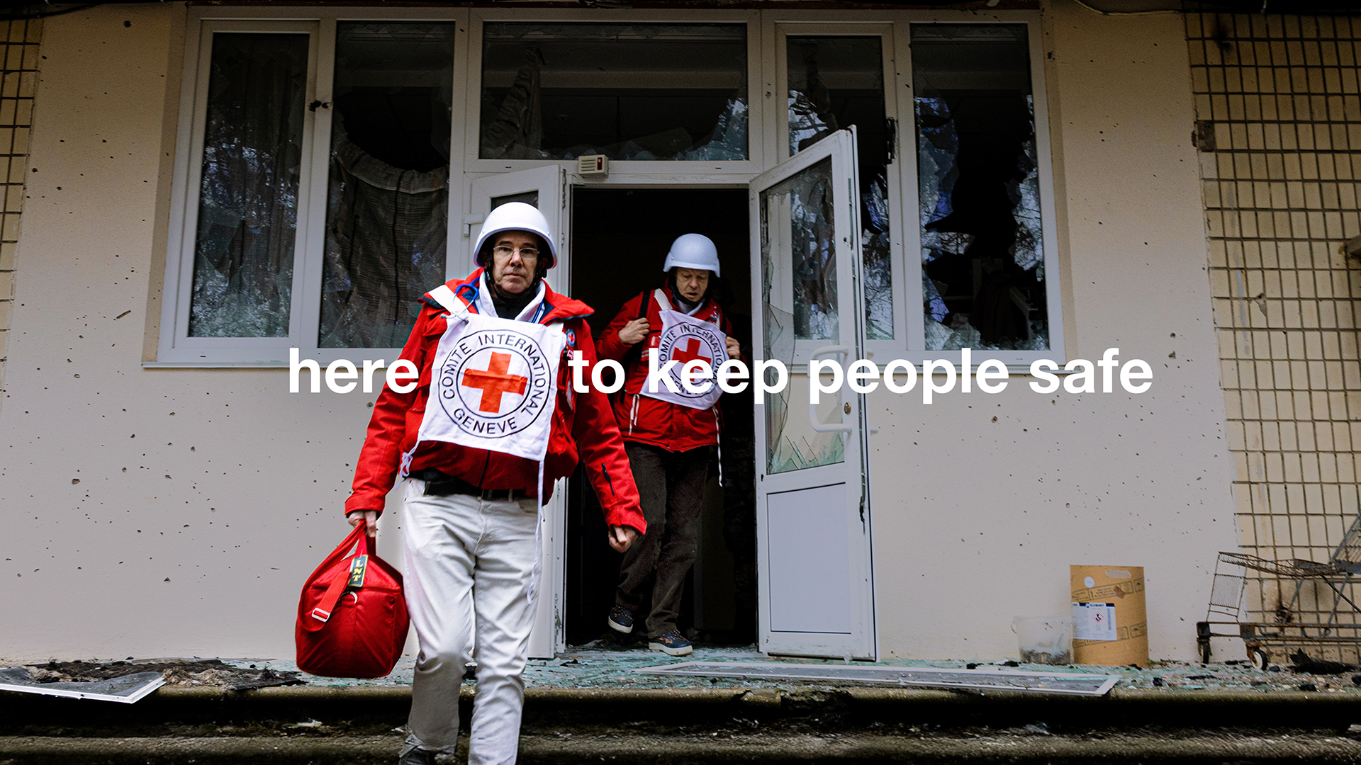 Photo of a rescuers and copy: Here to keep people safe