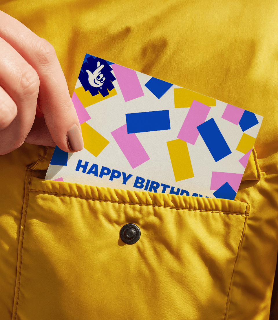 Scratchcard in pocket of yellow jacket