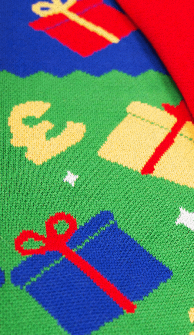 Cardigan design details: gift boxes