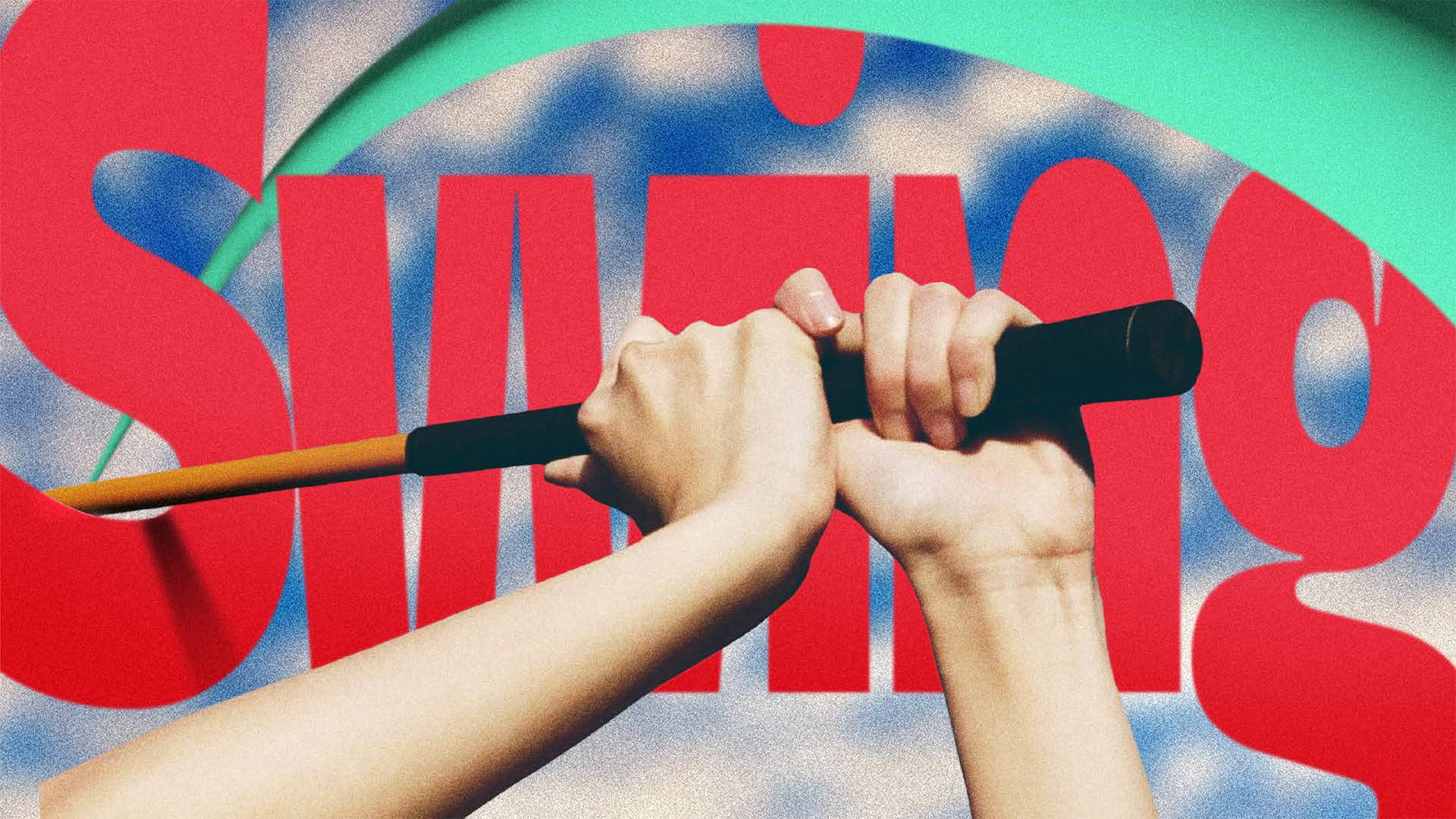 Hands holding golf stick