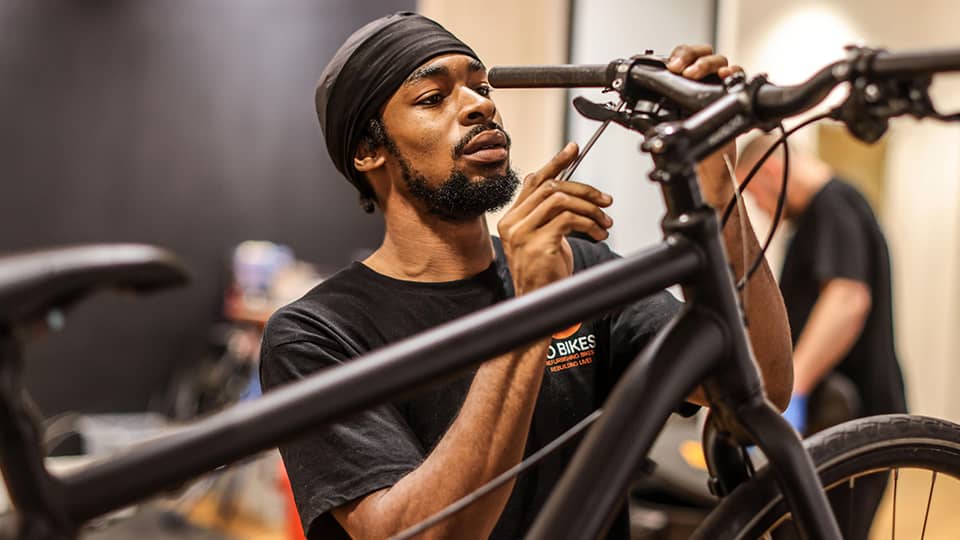 Man repairing a bike